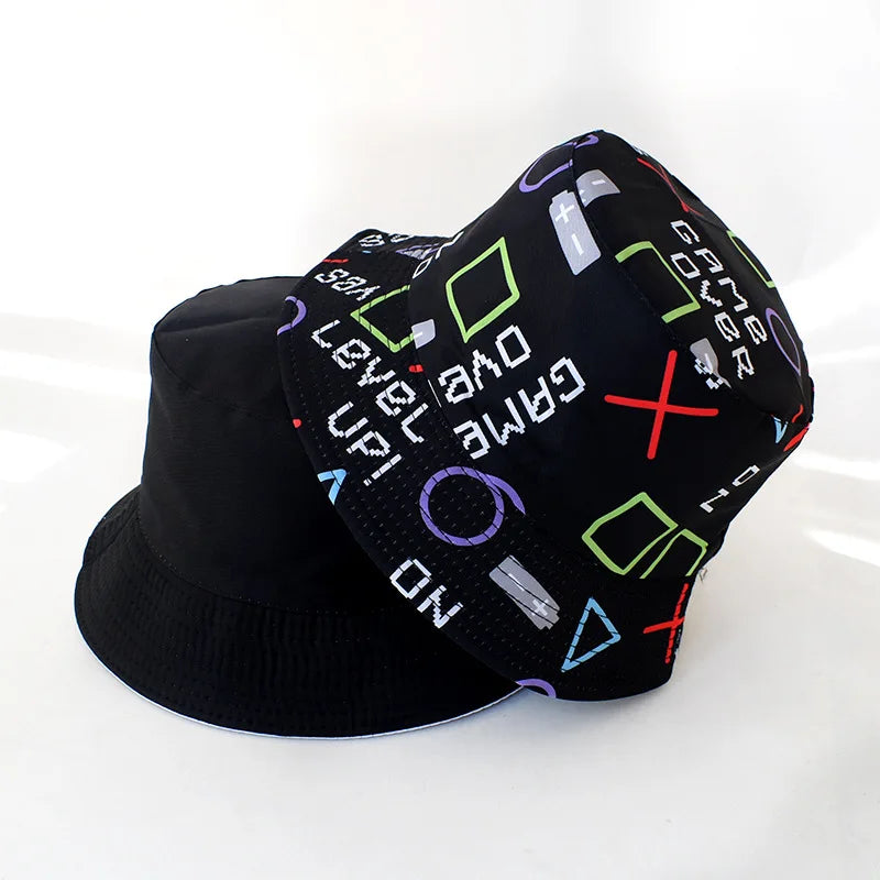 Street Graffiti Men's Bucket Hat Double-Sided Hip Hop Outdoor
