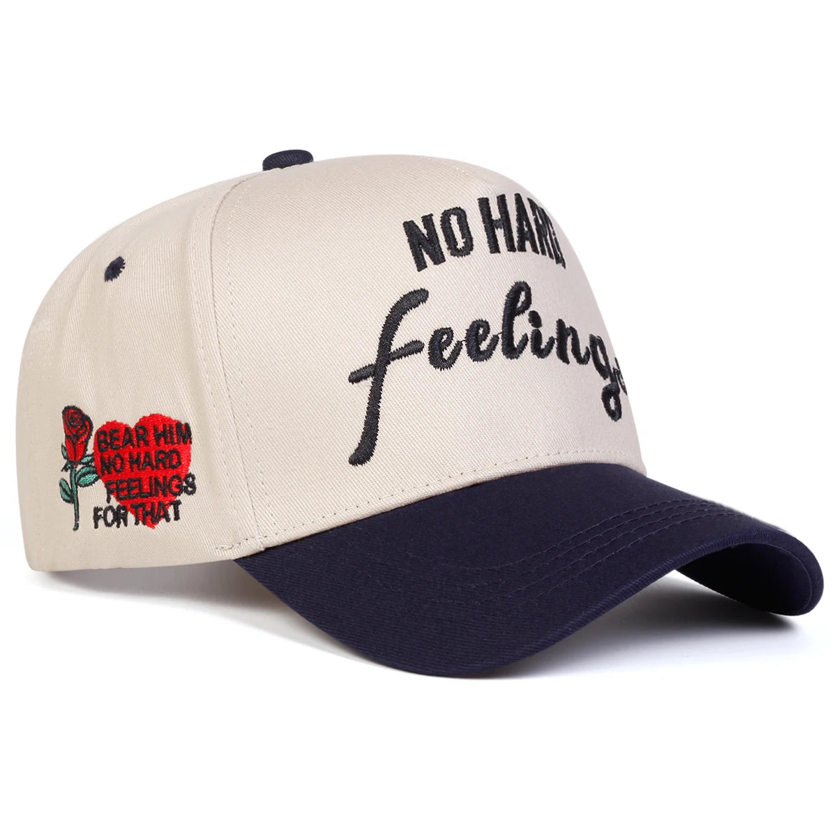 Unisex No Hard Feelings Embroidery Side Love Rose Baseball Caps Spring And Autumn