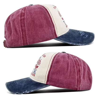 New Unisex Washed Cotton Cap Skull Print Distressed Baseball Cap