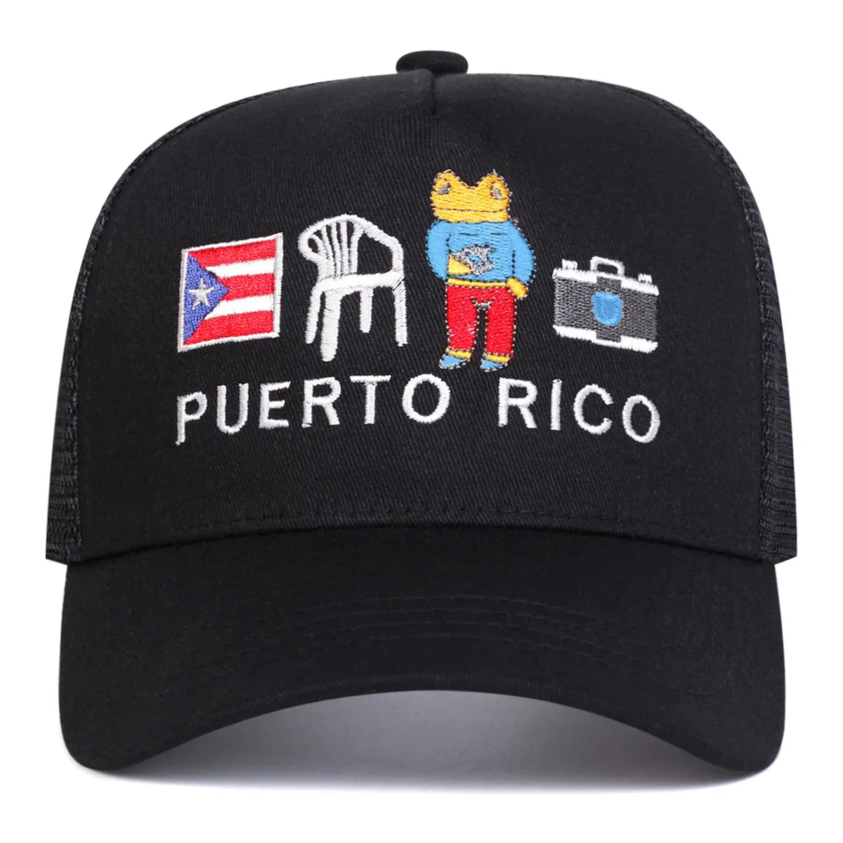 Unisex Puerto Rico Letter Embroidery Baseball Net Caps Spring and Summer