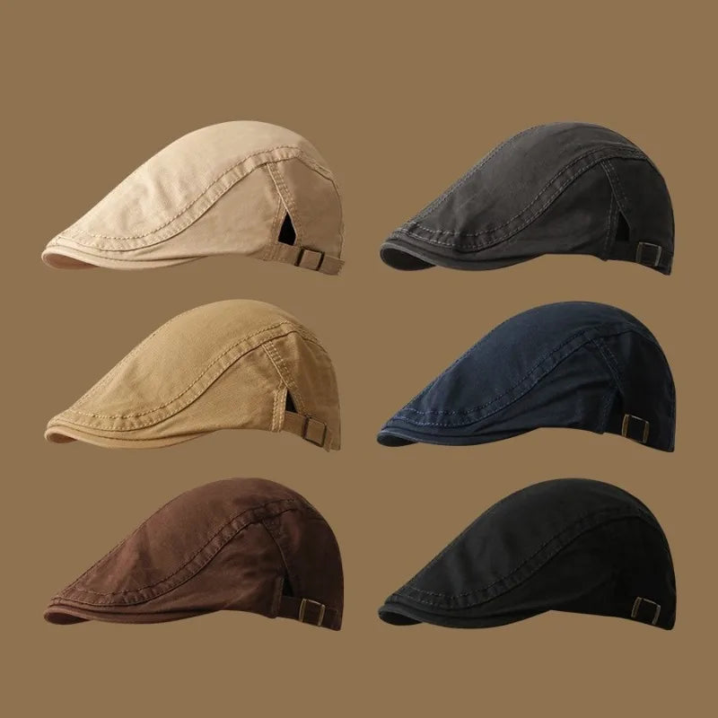Forward Hat Solid Color Retro British Style Newspaper Hat