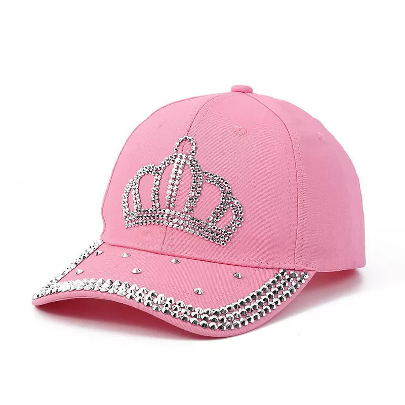 Crown-Shaped Diamond-Studded Women's Baseball Cap