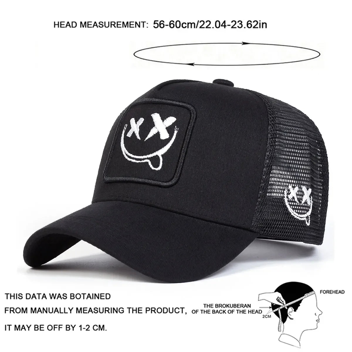 Unisex XX Smiling Face Embroidery Baseball Net Caps Spring Summer