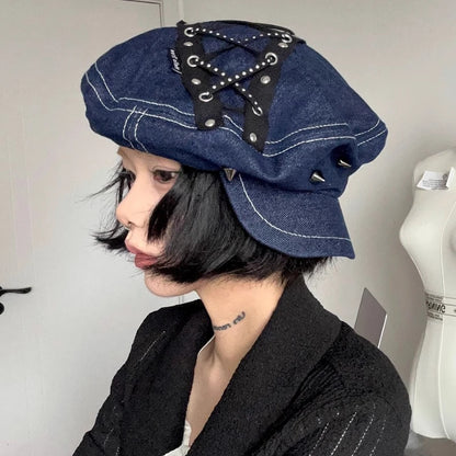 Spring And Summer New Sweet Cool Babes Denim Flat Top Painter Hats