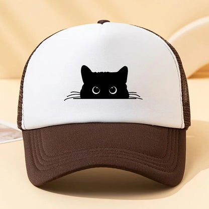 Cute Cat Printed Baseball Net Hat, Men's and Women's Daily Decoration