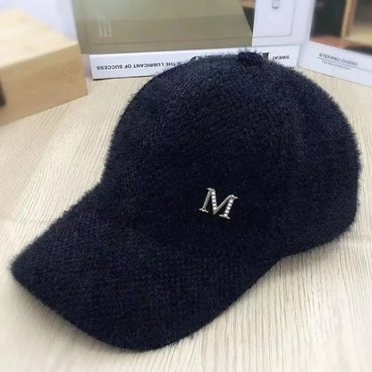 Casual Solid Color Baseball Cap Rabbit Hair Adjustable