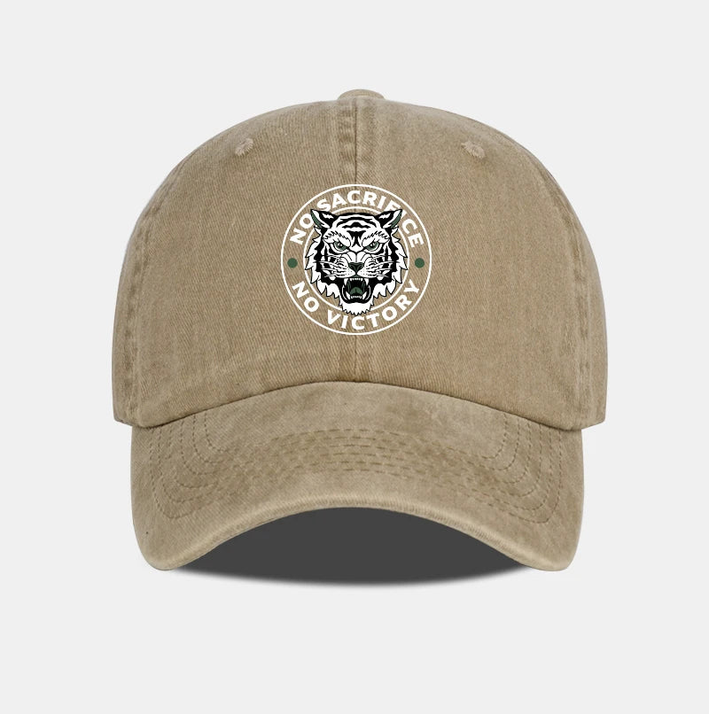 Tiger Logo Washed Baseball Cap Soft Comfortable Lightweight Breathable Adjustable Trendy Fashion Unisex