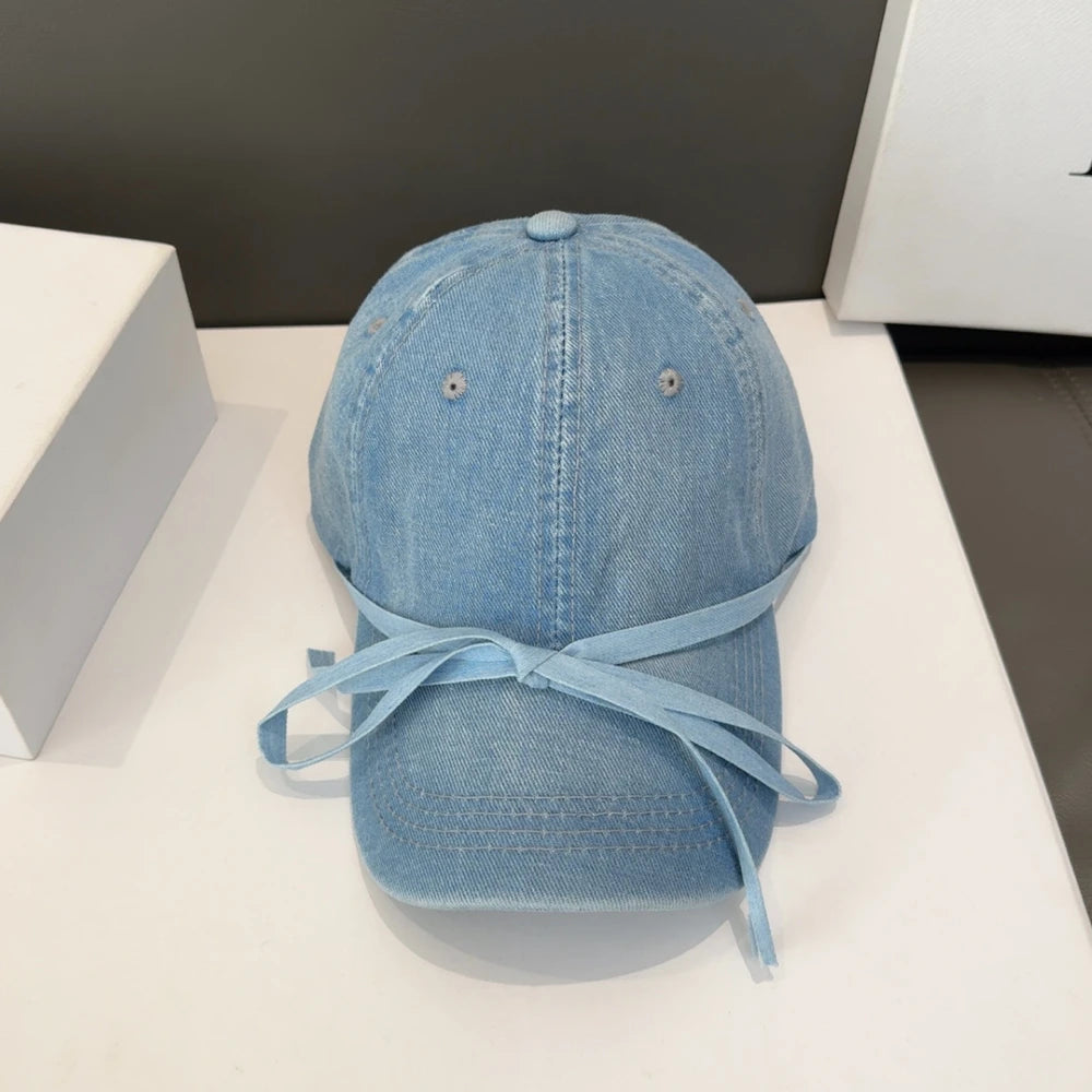 Women Bow Denim Baseball Cap