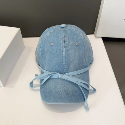 Women Bow Denim Baseball Cap