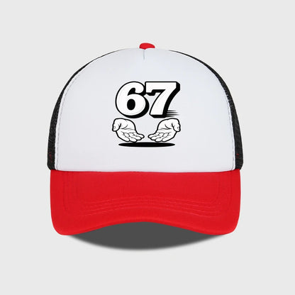 Number 67 Cartoon Handprint Sponge Mesh Cap baseball Caps