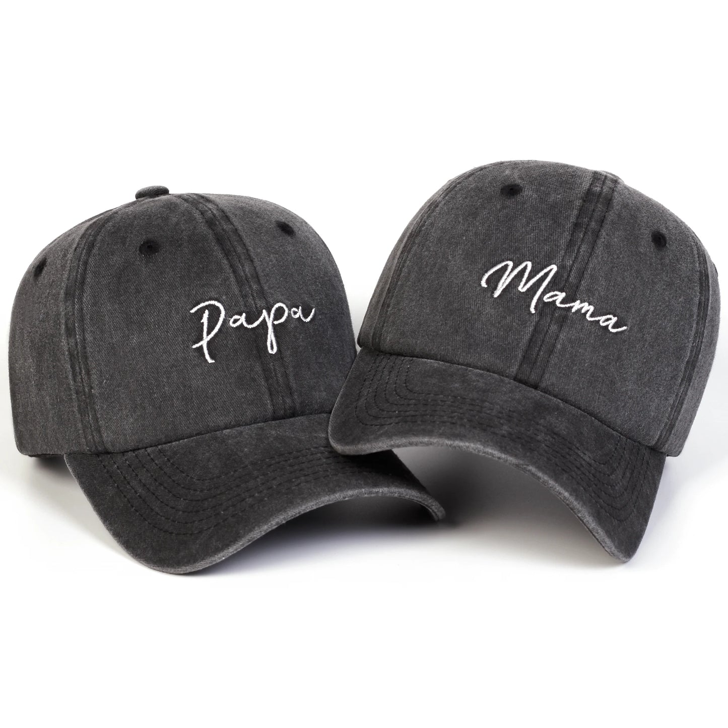 Unisex Mama Papa Letter Embroidery Washed Baseball Cap Spring Autumn
