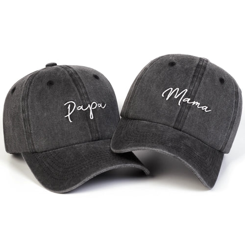 Unisex Mama Papa Letter Embroidery Washed Baseball Cap Spring Autumn