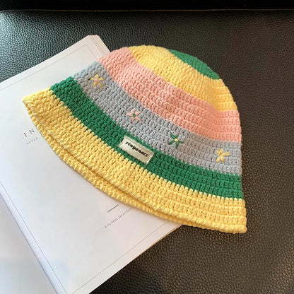 Sweet And Cute Striped Fisherman Hat For Women