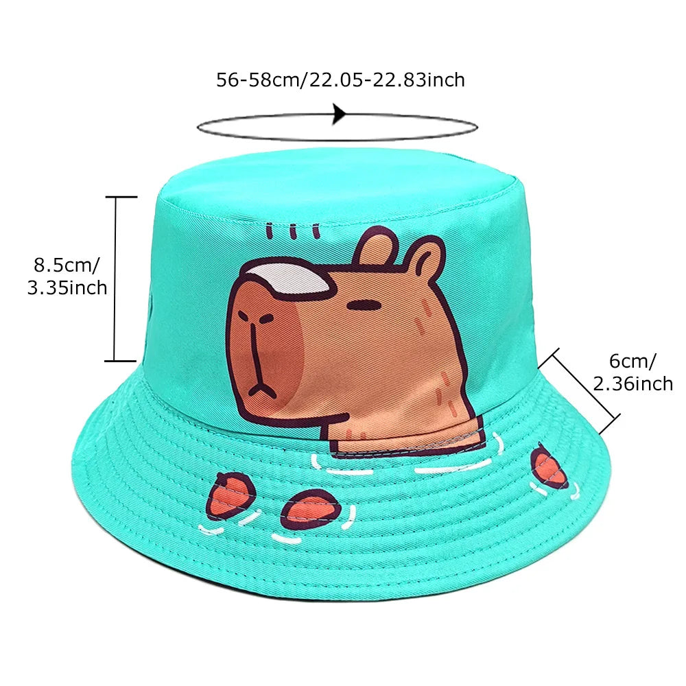 Cartoon Capybara Pattern Panama Hats