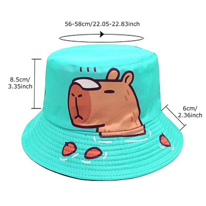 Cartoon Capybara Pattern Panama Hats