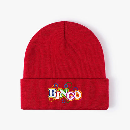 Bingo Letter Pattern Knit Beanie Hat Warm Cuffed Skull Cap