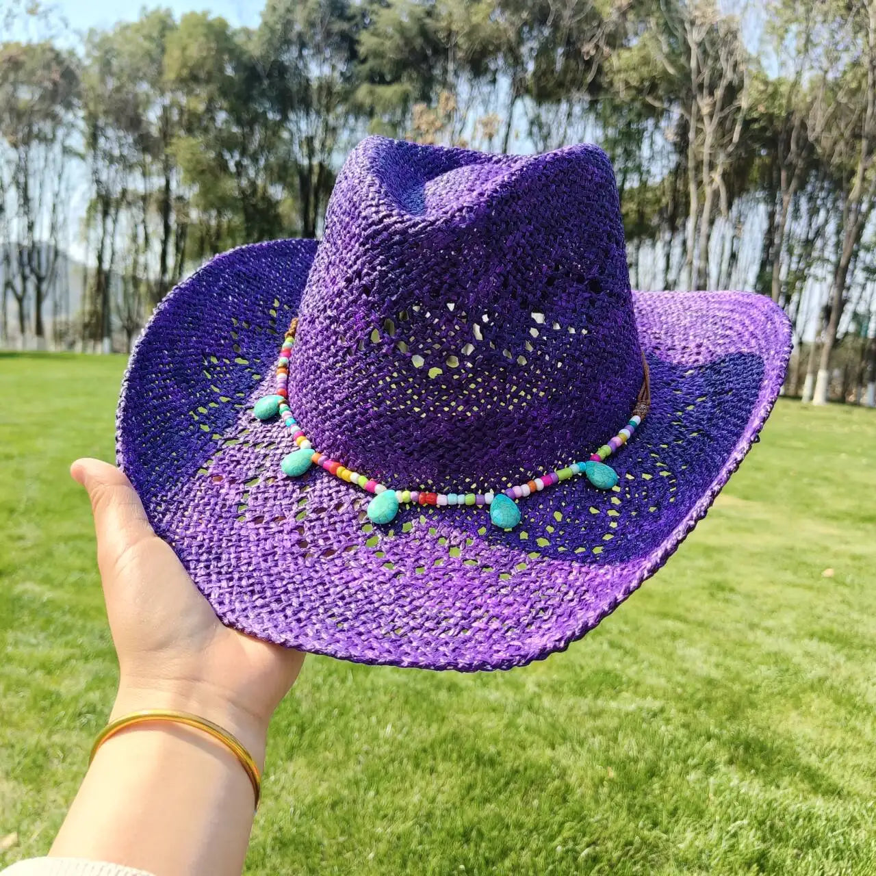 Summer Straw Cowboy Hat Hollow Woven Straw Hat