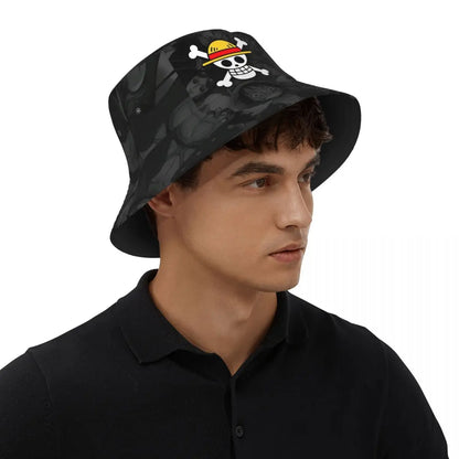 One Piece Straw Hat Luffy Skull Logo Bucket Hat for Teen Beach