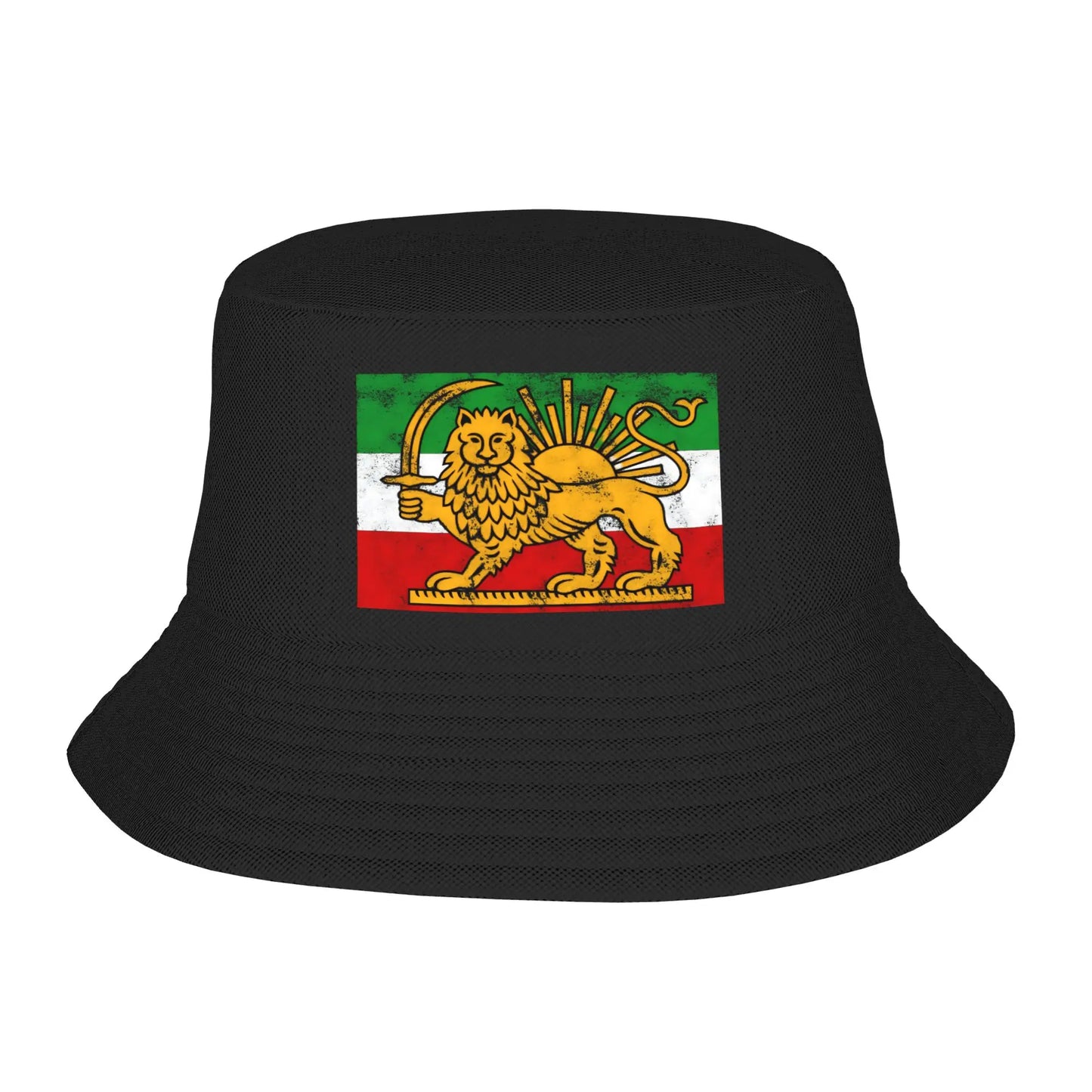 Men Women Iran Flag Lion and Sun Bucket Hat Portable Fisherman Hats