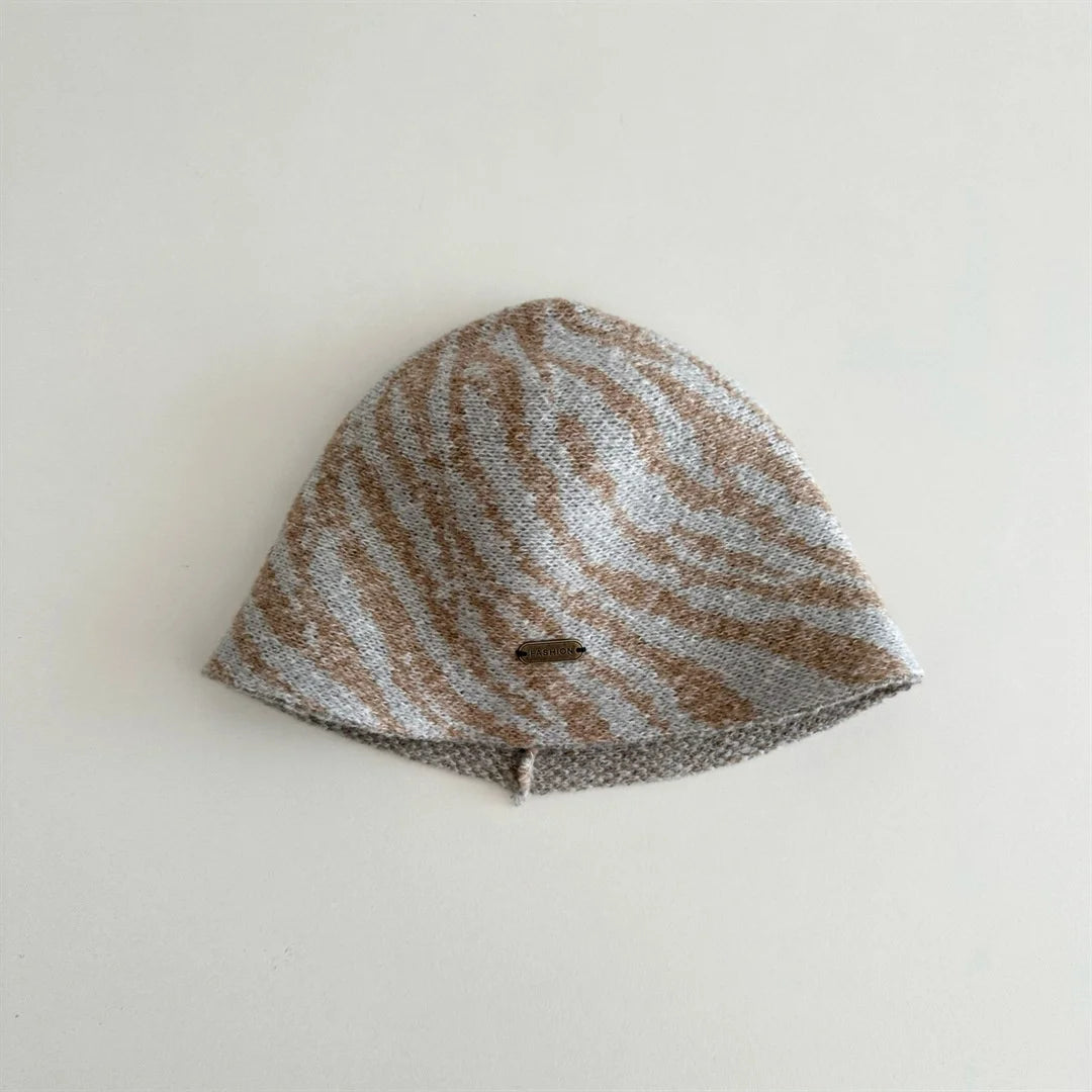 2026 Autumn Kids Fisherman Hat Stripe Knitted Hat