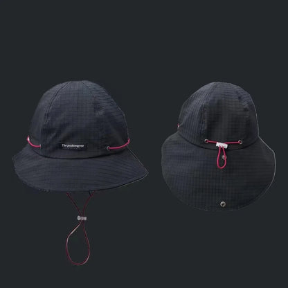 Japanese Drawstring Contrasting Fisherman Hat, Versatile For Outdoor Outings In All Seasons