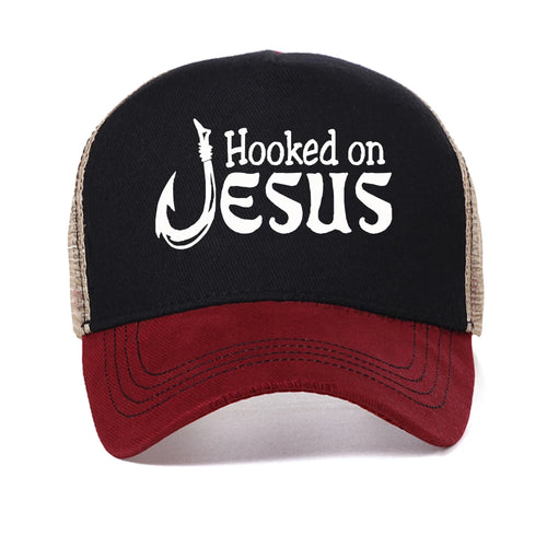 Christian Graphic Baseball Cap Hooked On Jesus & Mark Scripture Print Caps Fashion Casual Hats