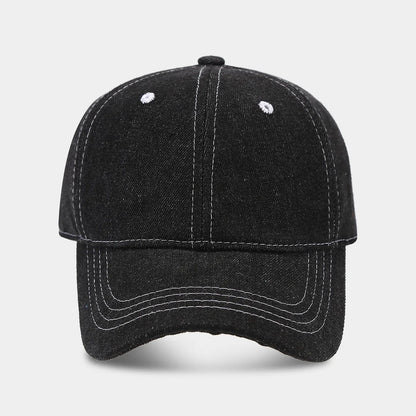 Solid Color Denim Baseball Cap For Women Korean Casual Duckbill Cap