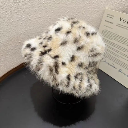 2025 Winter Puffy Faux Fur Bucket Hats Women