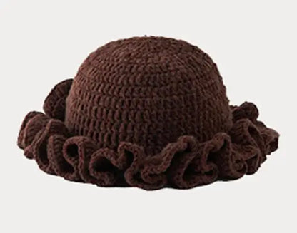 Solid Color Hand Knitted Knit Hat In Bohemian Style With Hollowed Out
