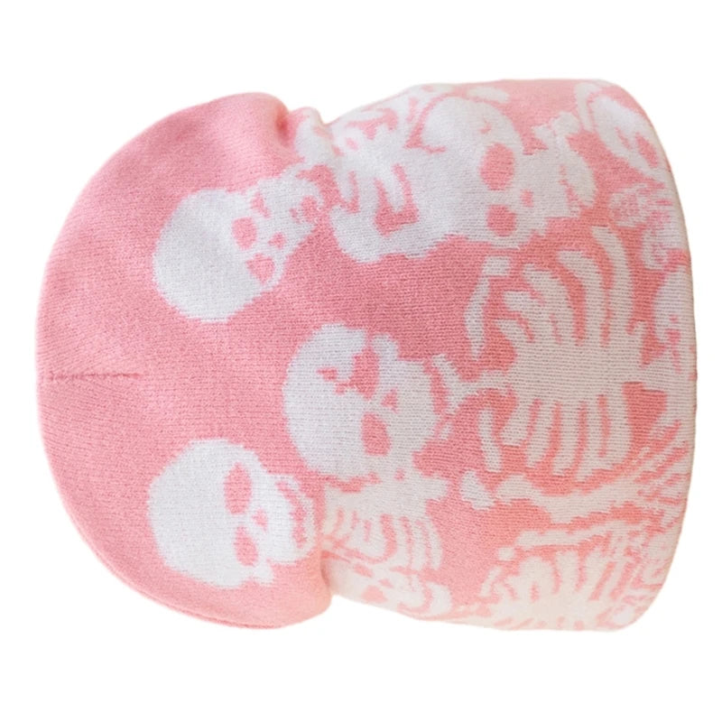 Elastic Windproof Beanie Hat Knit Halloween Skull Pattern Hat