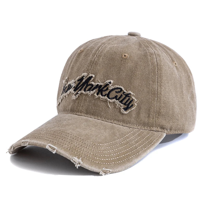 Unisex Retro Style Baseball Cap New York City Embroidery Washed Cotton Cap Men Women