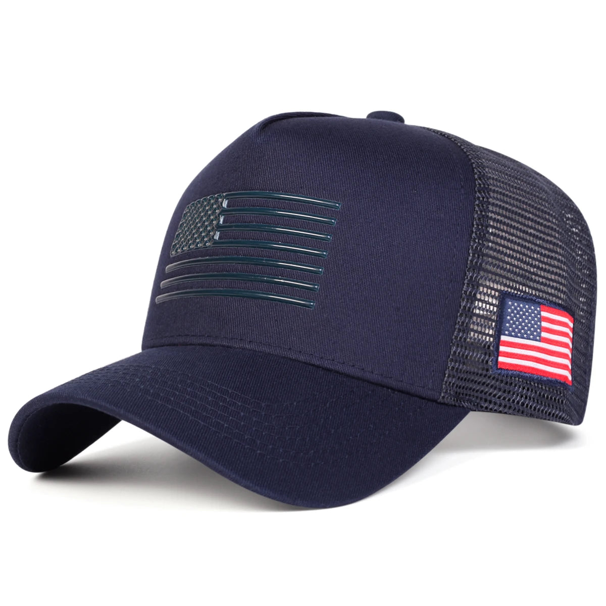 Unisex American Flag Embroidery Baseball Net Caps Outdoor Adjustable Casual Hats Sunscreen Hat Sports Cap