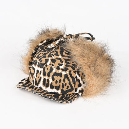 Leopard-Print Plush Duckbill Cap