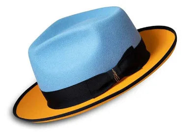 Men Women Wool Felt Fedora Hat Retro British Style Two Tone Jazz Cap