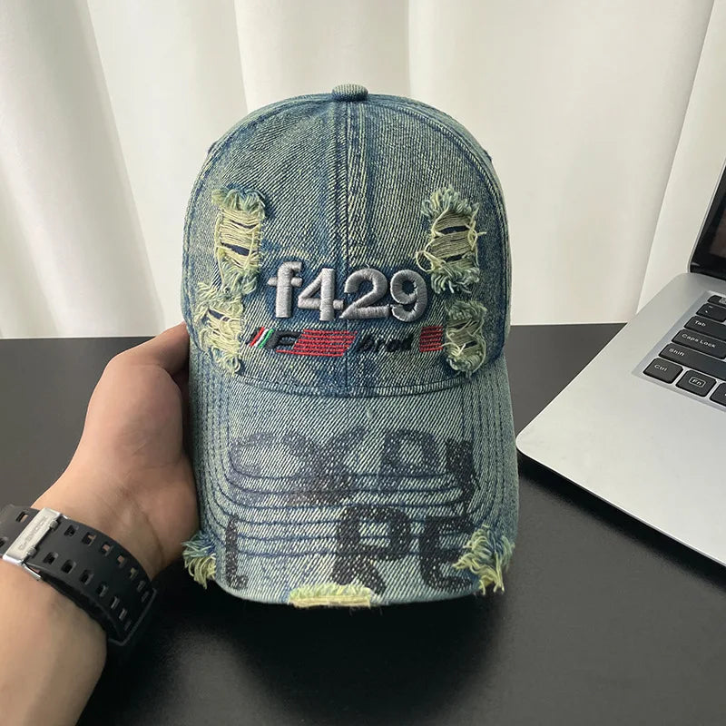 1pc Retro Ripped Baseball Hat for Men and Women
