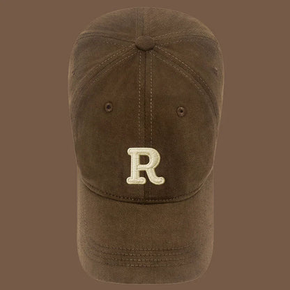 Unisex Korean Version Big Head Circumference Three-Dimensional R Letter Cotton Embroidered Baseball Cap