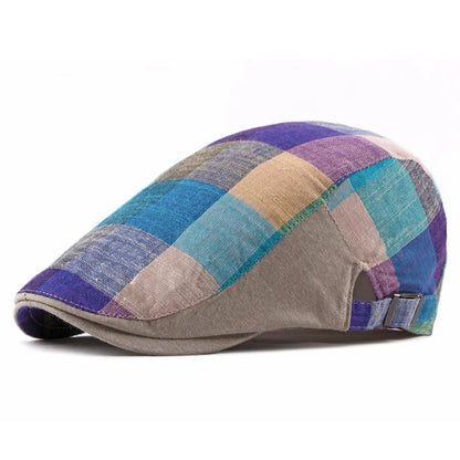 Unisex Colorful Plaid Berets Thin Soft Newsboy Caps