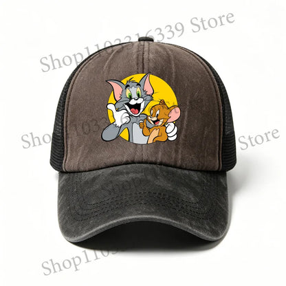 New Tom and Jerry Retro Hat Cartoon Baseball Cap Man Women Adjustable Baseball Hat Children Cute Sun Hat