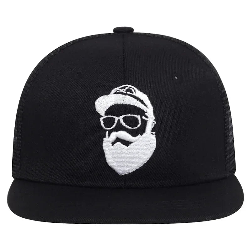 Unisex Old Man Embroidery Hip Hop Net Hats Adjustable Casual Snapback Baseball Caps Outdoor Sunscreen Hat