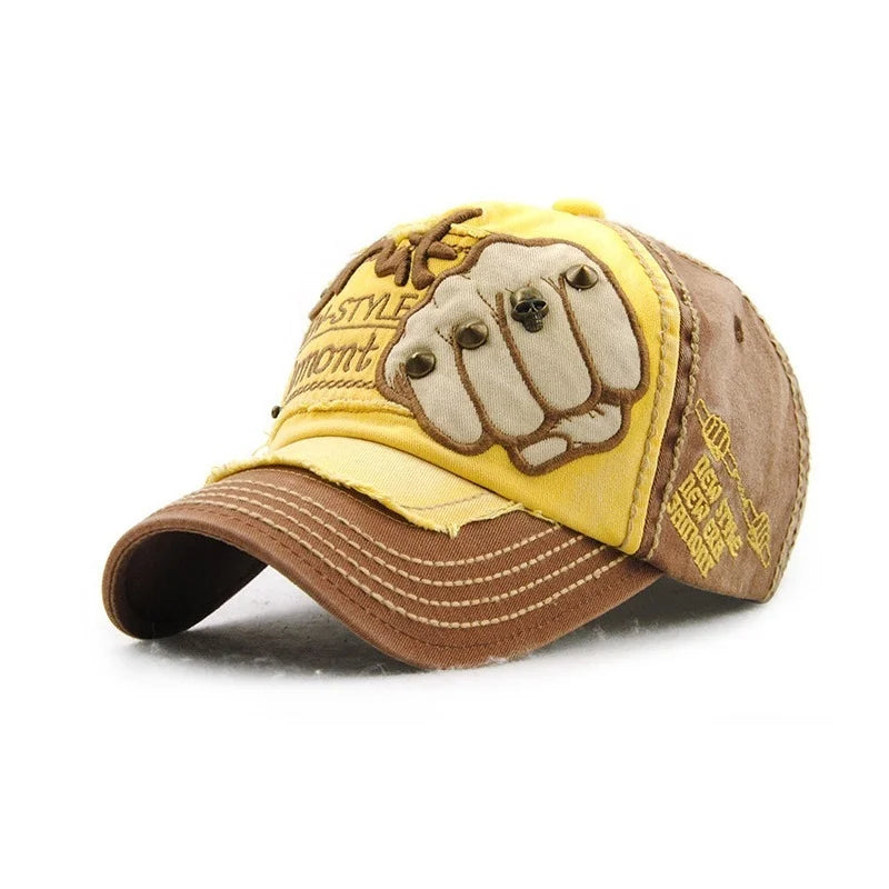 High Quality Fist Rivet Element Embroidery Cotton Baseball Cap Hip Hop Hat