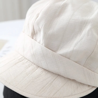 Women's New Simple Soft Brim Beret Cap Spring Summer Pleated Hat
