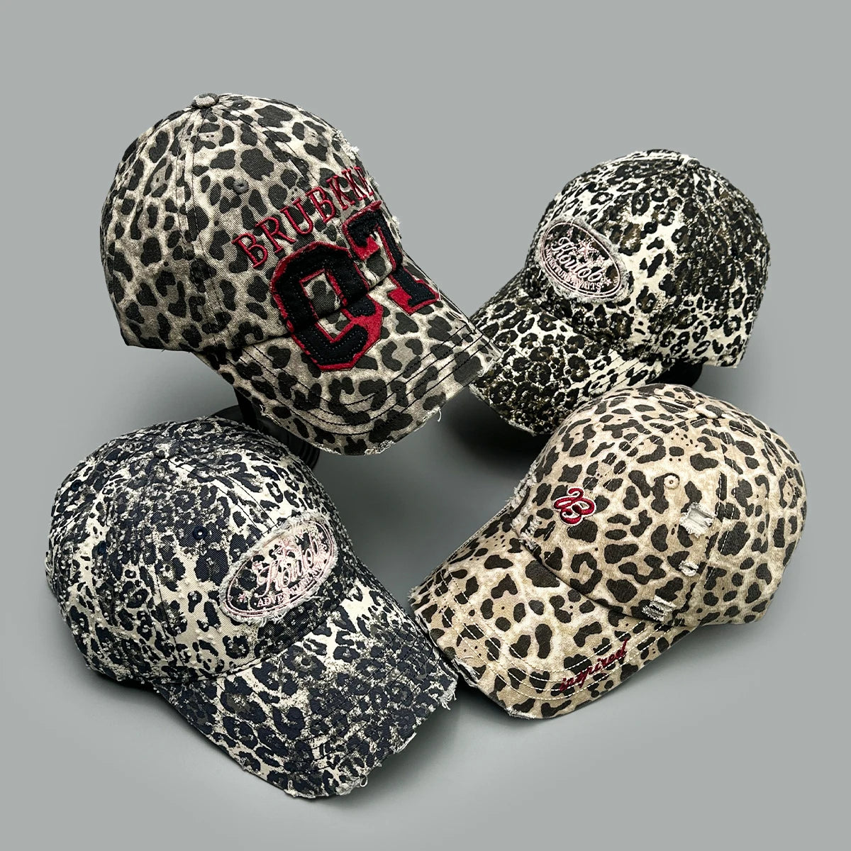 Street Retro Leopard Print Embroidery Baseball Hats