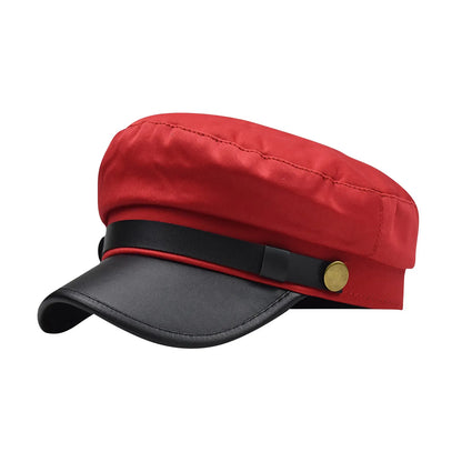 Simple Unisex Red Black Flat Navy Hat Cap