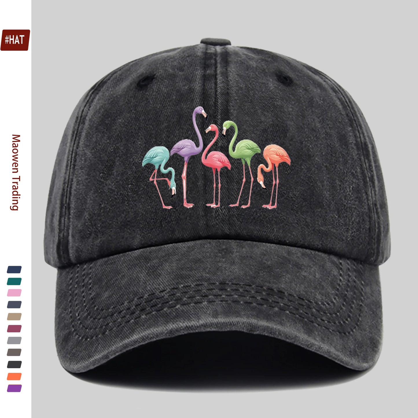 Colorful Flamingo Print Baseball Hat