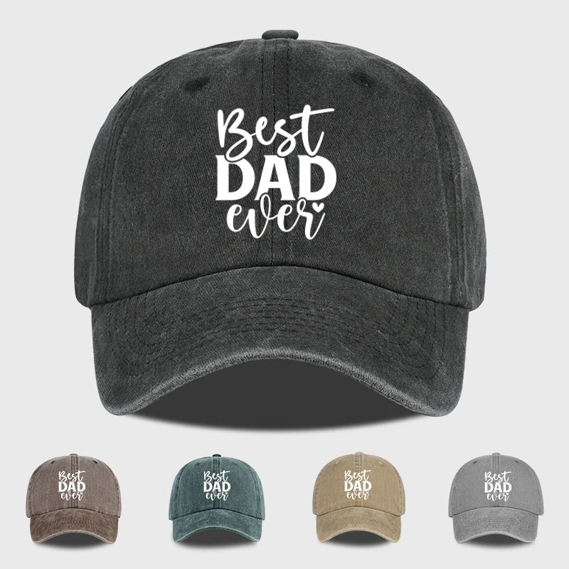 “Best Dad Ever” Printed Vintage Washed Baseball Cap
