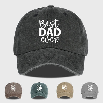 “Best Dad Ever” Printed Vintage Washed Baseball Cap