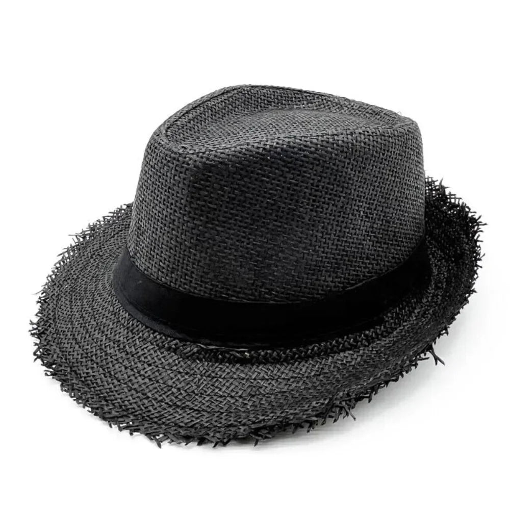 Straw Sun Hat Casual Breathable Cowboy Wide Brim Jazz Hat