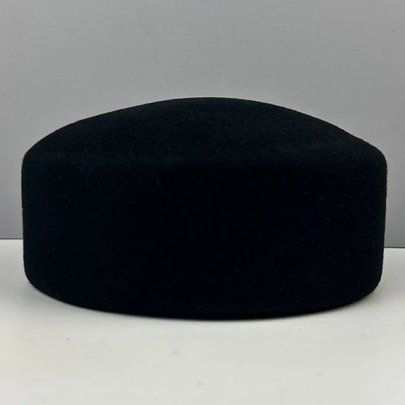 Women's New 100% Wool Hard Top Fedoras Hat Lady Vintage Flat-Top Berets