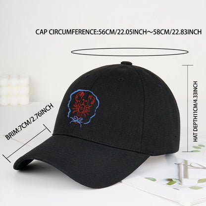 Bow Tie Lobster Print Soft Top Baseball Cap Soft Comfortable Lightweight Trendy Fashionable Unisex
