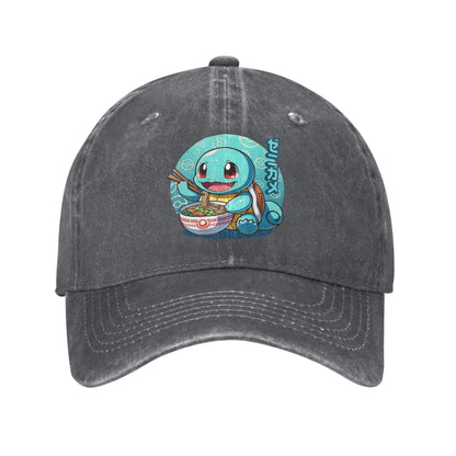 Classic Cute Water Type Creature Eating Ramen Pokemons Baseball Caps